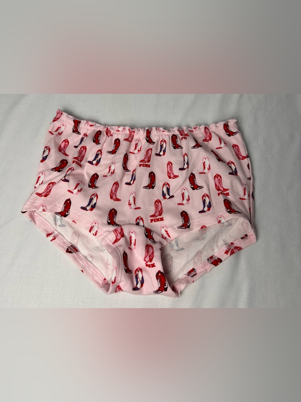 PINK Victoria's Secret Pink Briefs with Red Cowboy Boot Print